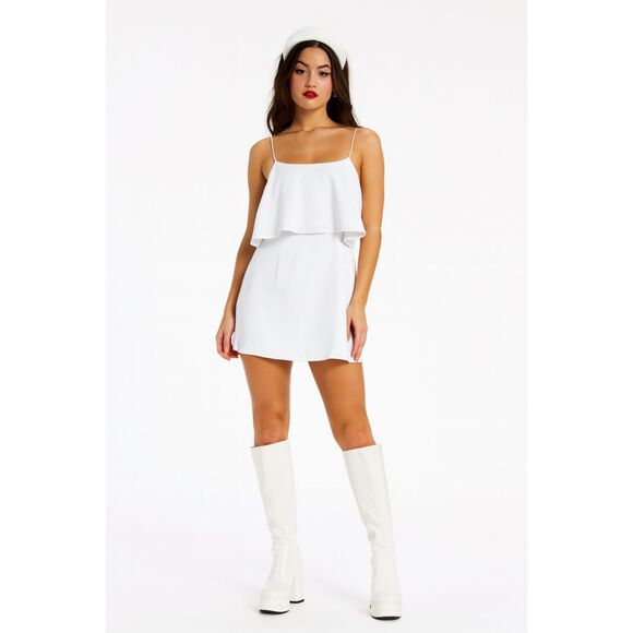 NWT Alice + Olivia White Spagetti Strap Y2K Mini Dress MSRP $295  Women's Size 2 - Picture 1 of 12
